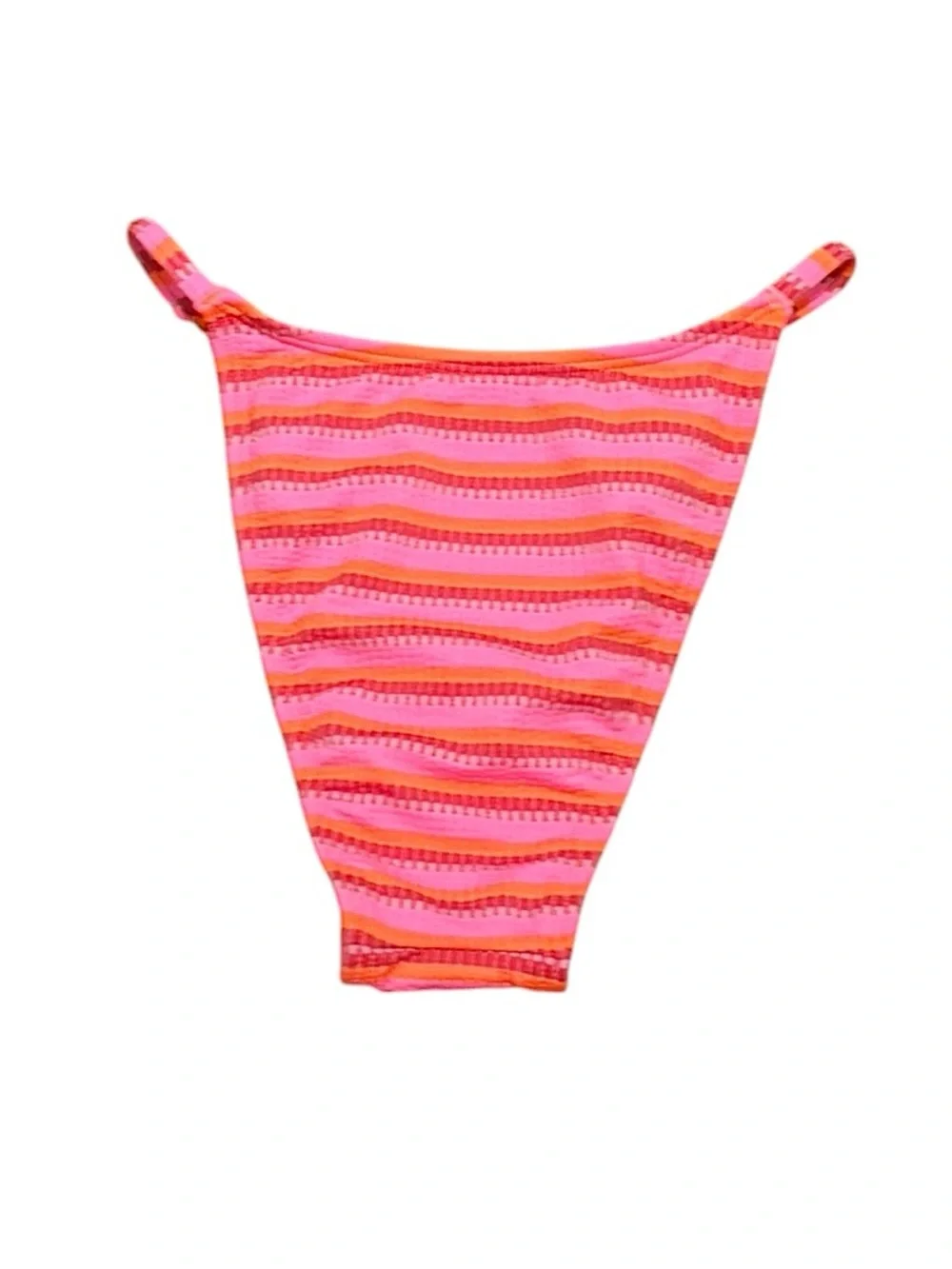 wild fable Pink and Orange Striped High Leg Low Rise Cheeky Bikini Bottom, XS